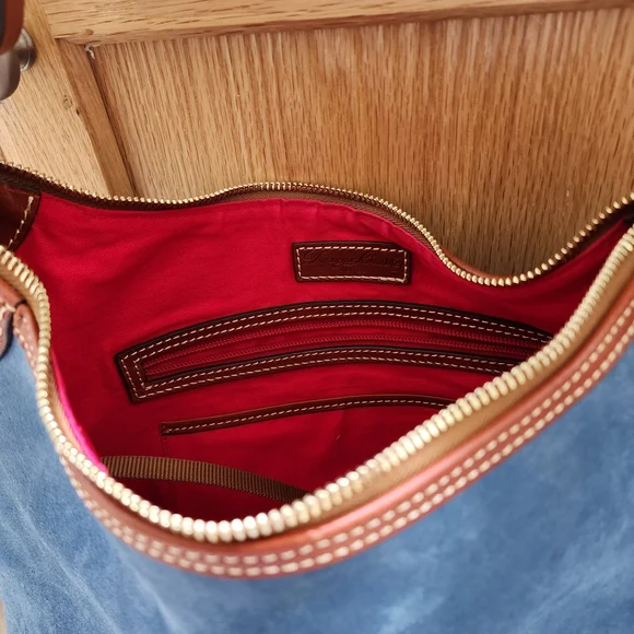 Dooney & Bourke Blue Suede Shoulder Bag Light Blue - Picture 2 of 10